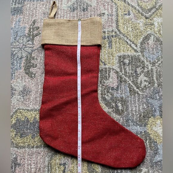 Simple Sparkling Fiber Red and Gold Jute Stocking - Picture 3 of 8